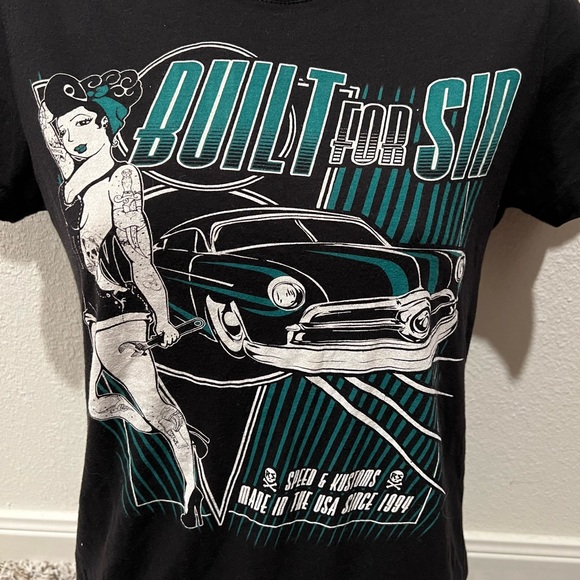 Custom Print T - Next Level Apparel - Sexy Pin-Up Built For Sin Hot Rod Biker - Picture 3 of 3